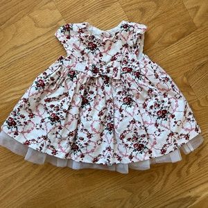 Janie and Jack Holiday floral print tulle dress 3-6 months